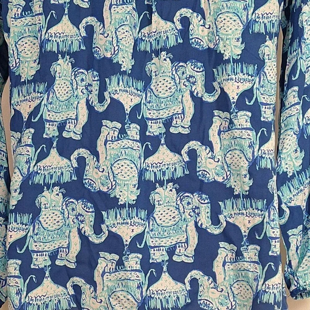 Lilly Pulitzer Martinique Joy Ride Top Blouse Blue - Picture 6 of 9